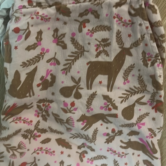 Boden Pink Cotton Holiday Winter Animal Print Pajama Pants Tie Waist Medium - Picture 6 of 8